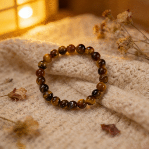 Pulseira de Olho de Tigre Natural - Força, Proteção e Equilíbrio Emocional
