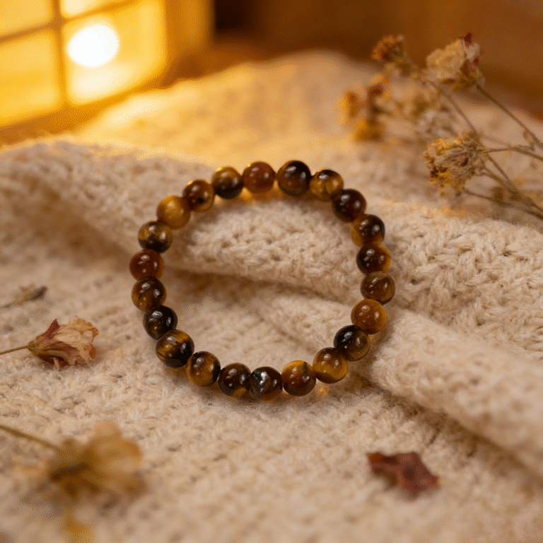 Pulseira de Olho de Tigre Natural - Força, Proteção e Equilíbrio Emocional